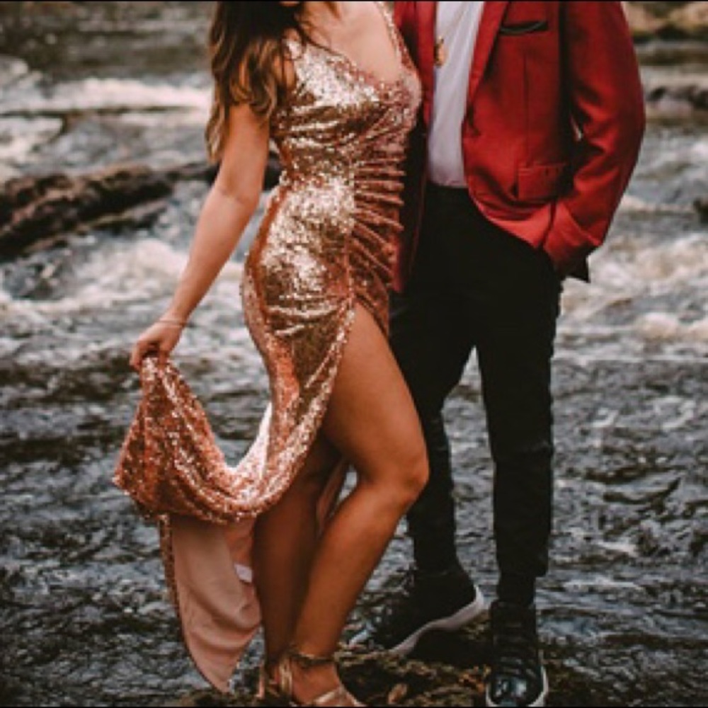 Rose gold sequin gown